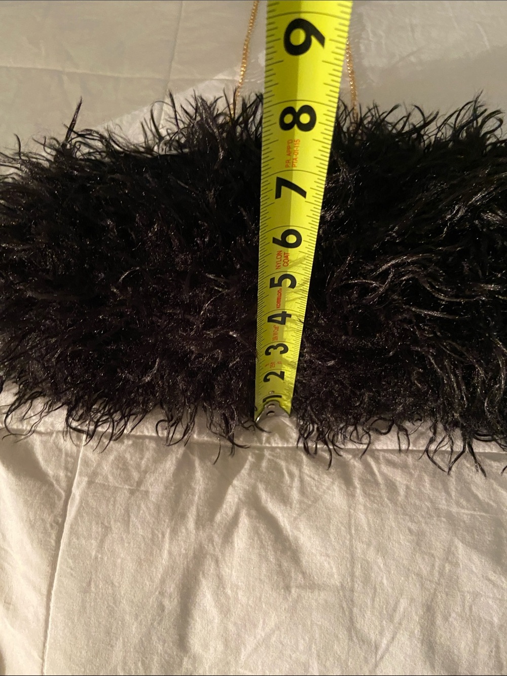 🖤Haute Hippie Black Feathered ~Faux Fur Crossbody Bag with Gold Chain🖤 - Picture 9 of 12